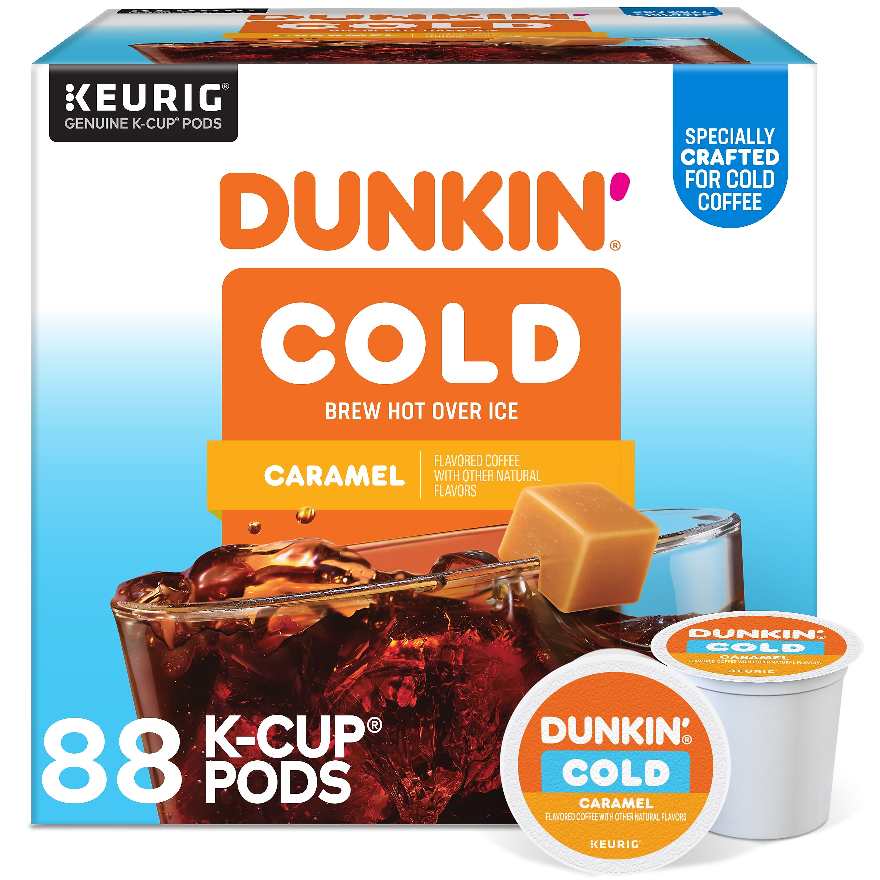 Dunkin' Cold Caramel Iced Coffee Keurig® K-Cup® Pods, Medium Dark Roast, 88/Carton (5000375314CT)