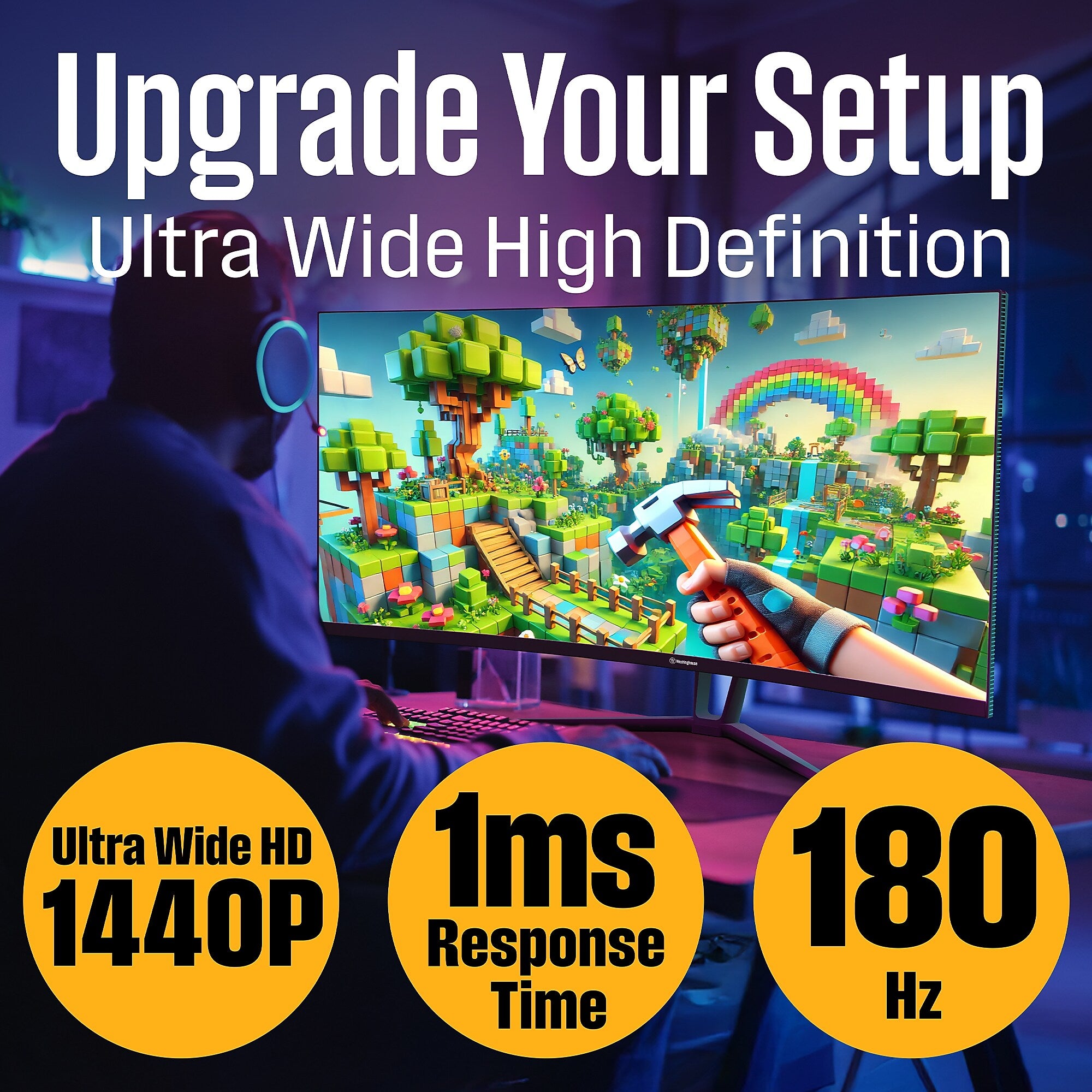 Westinghouse BX6230 34" Curved 180 Hz LED Gaming Monitor, Black (WC34BX6230)