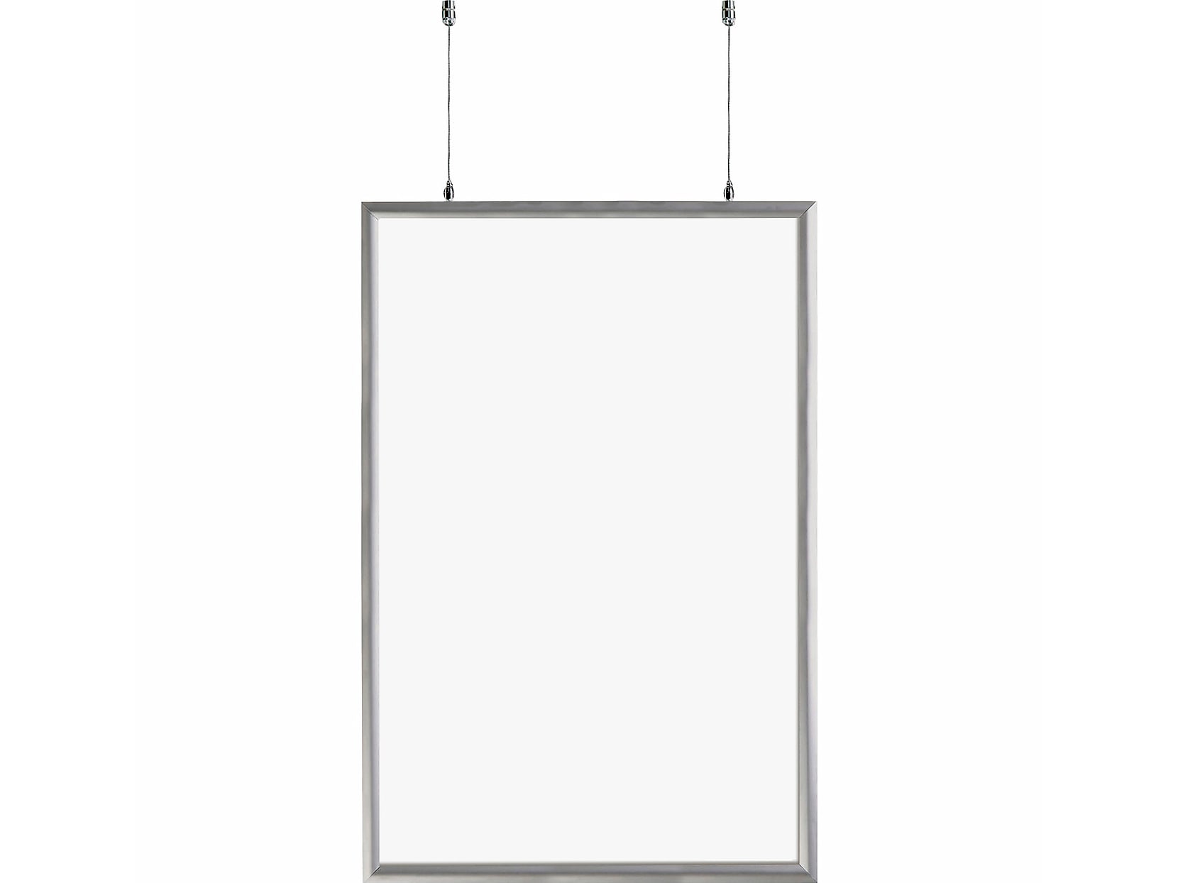 Azar Poster Holder, 24" x 36", Vertical, Ceiling Hanging, Silver, Aluminum (300416)