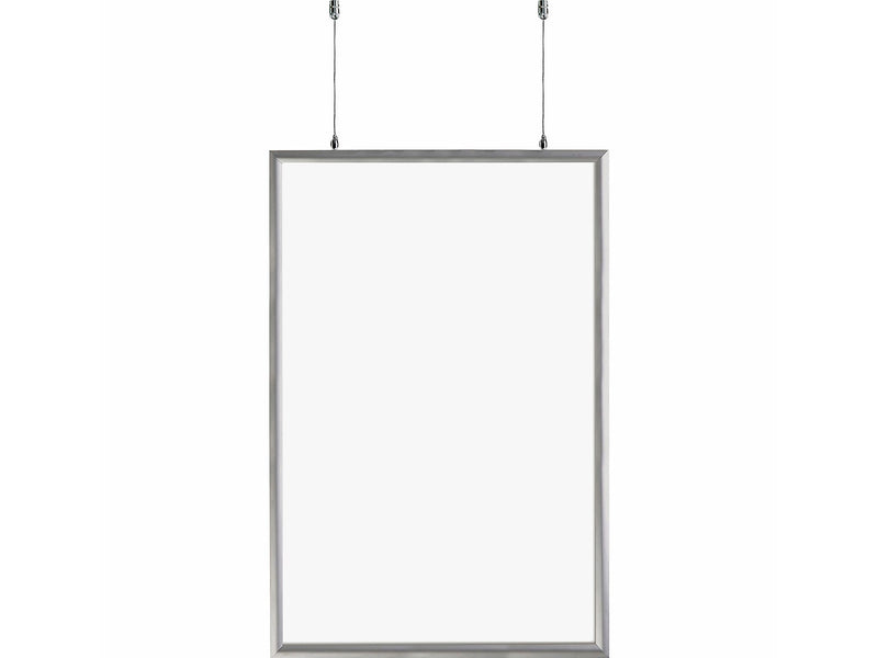 Azar Poster Holder, 24" x 36", Vertical, Ceiling Hanging, Silver, Aluminum (300416)