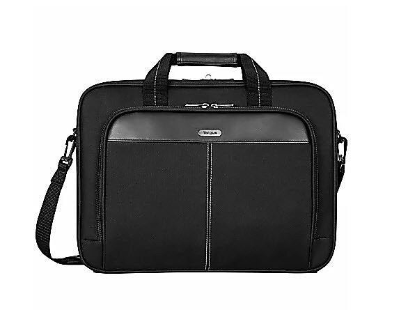 Targus Classic Slim Polyester Briefcase, Laptop Compatible, Black (TCT027US)