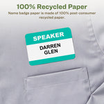 Avery EcoFriendly Laser/Inkjet Removable Name Tags, 2 1/3" x 3 3/8", White, 10 Sheets/Pack, 80 Labels/Pack (48395)