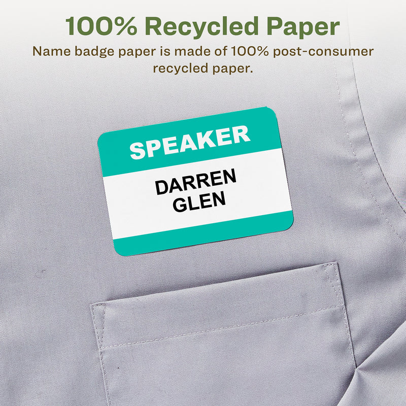 Avery EcoFriendly Laser/Inkjet Removable Name Tags, 2 1/3" x 3 3/8", White, 10 Sheets/Pack, 80 Labels/Pack (48395)