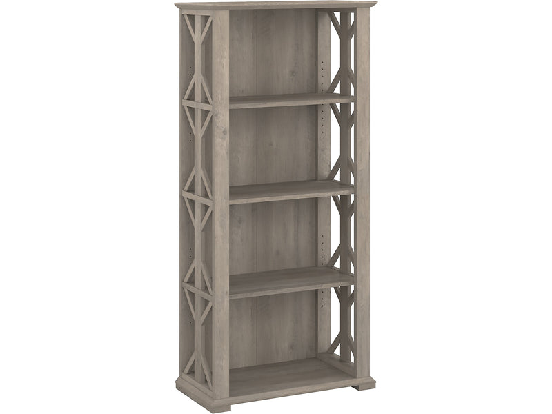 Bush Furniture Homestead 66"H 4-Shelf Bookcase with Adjustable Shelves, Driftwood Gray Laminated Wood (HOB166DG-03)