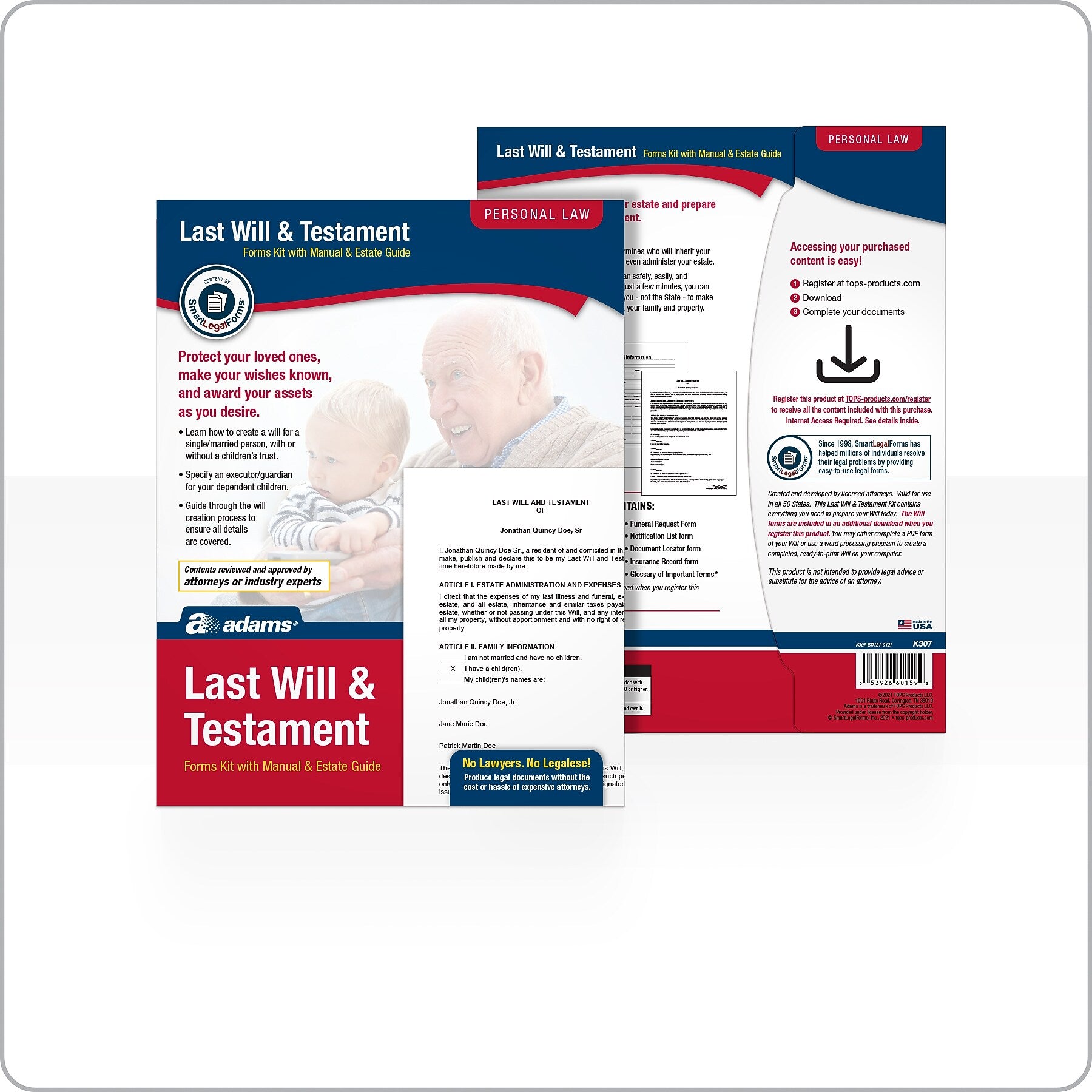 Adams Preprinted Wills Forms, 11"H x 8.5"W (K307)