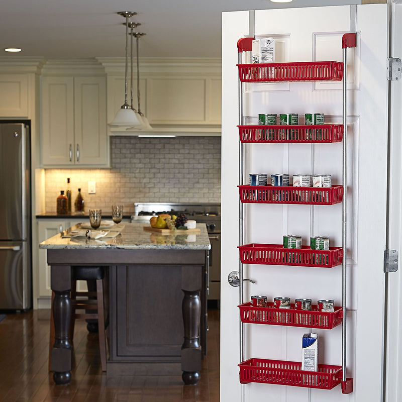 Household Essentials OTD 6-Shelf Hanging Storage Rack, 57" x 19.25" x 6.25", Red (2153-1)