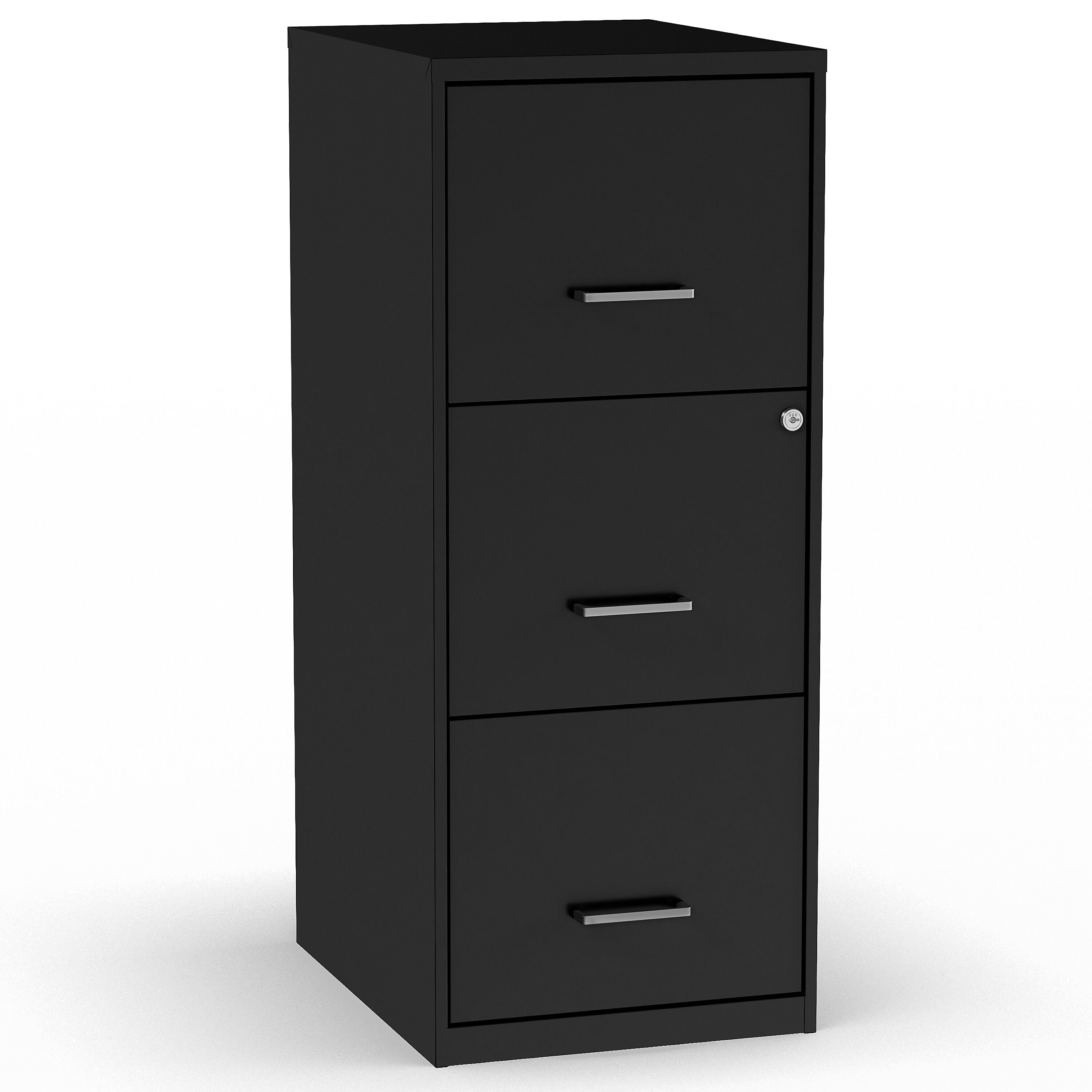 Staples 3-Drawer Vertical File Cabinet, Letter Size, Lockable, 34.9"H x 14.3"W x 18.9"D, Black (ST52151-CC)