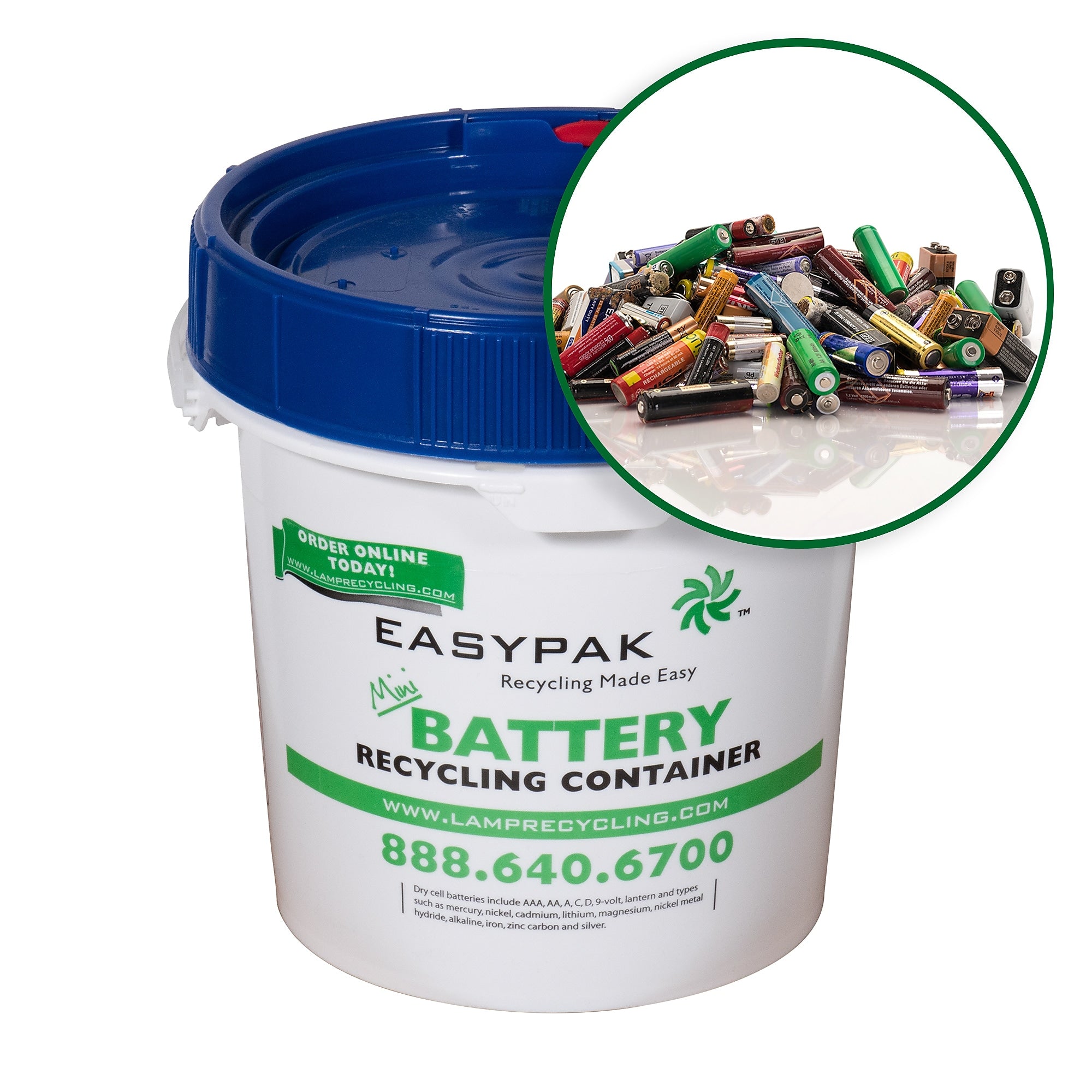 Terracycle Regulated Waste Plastic EasyPak Mini Battery Recycling Container, 1 Gallon, White (510-2100)