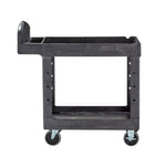 Rubbermaid Mobile 2-Lipped Shelf Utility Cart with Swivel Wheels, Black (FG450088BLA)
