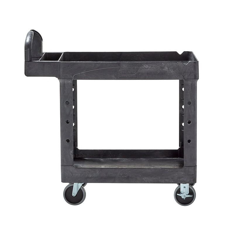 Rubbermaid Mobile 2-Lipped Shelf Utility Cart with Swivel Wheels, Black (FG450088BLA)