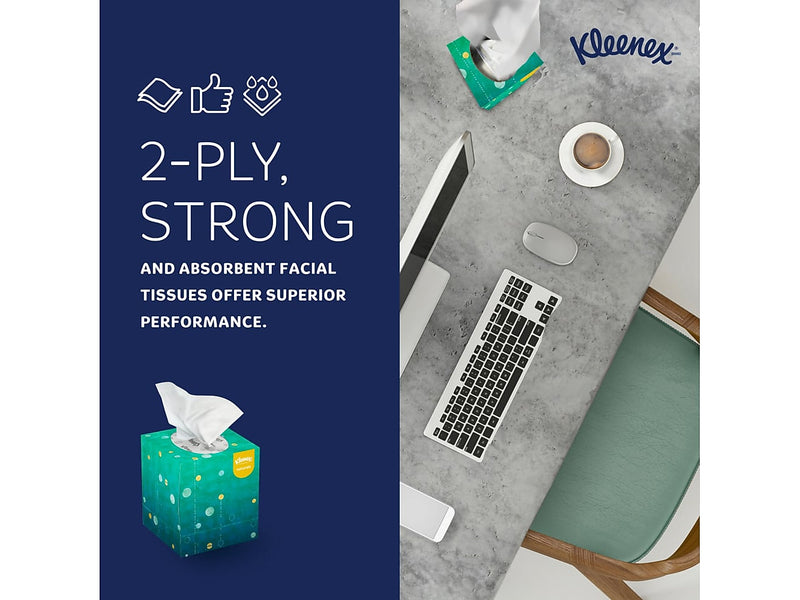 Kleenex Naturals Facial Tissue, 2-Ply, 90 Tissues/Box, 36 Boxes/Carton (56027)