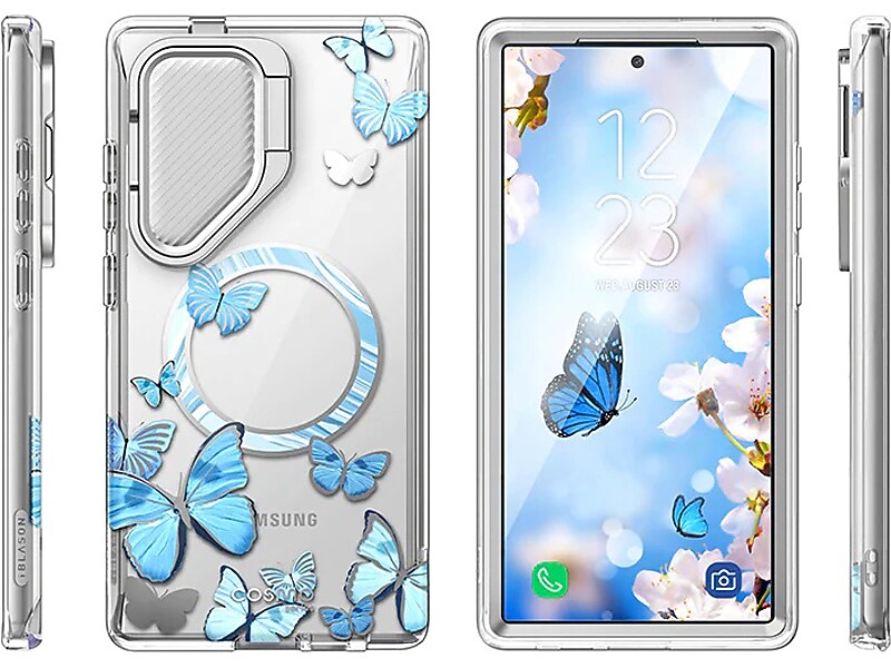 i-Blason Cosmo Clear BlueFly MagSafe Bumper Case for Samsung Galaxy S24 Ultra, Shock Absorbing, Clear/Blue (GS24UCOSMOSPBFY)