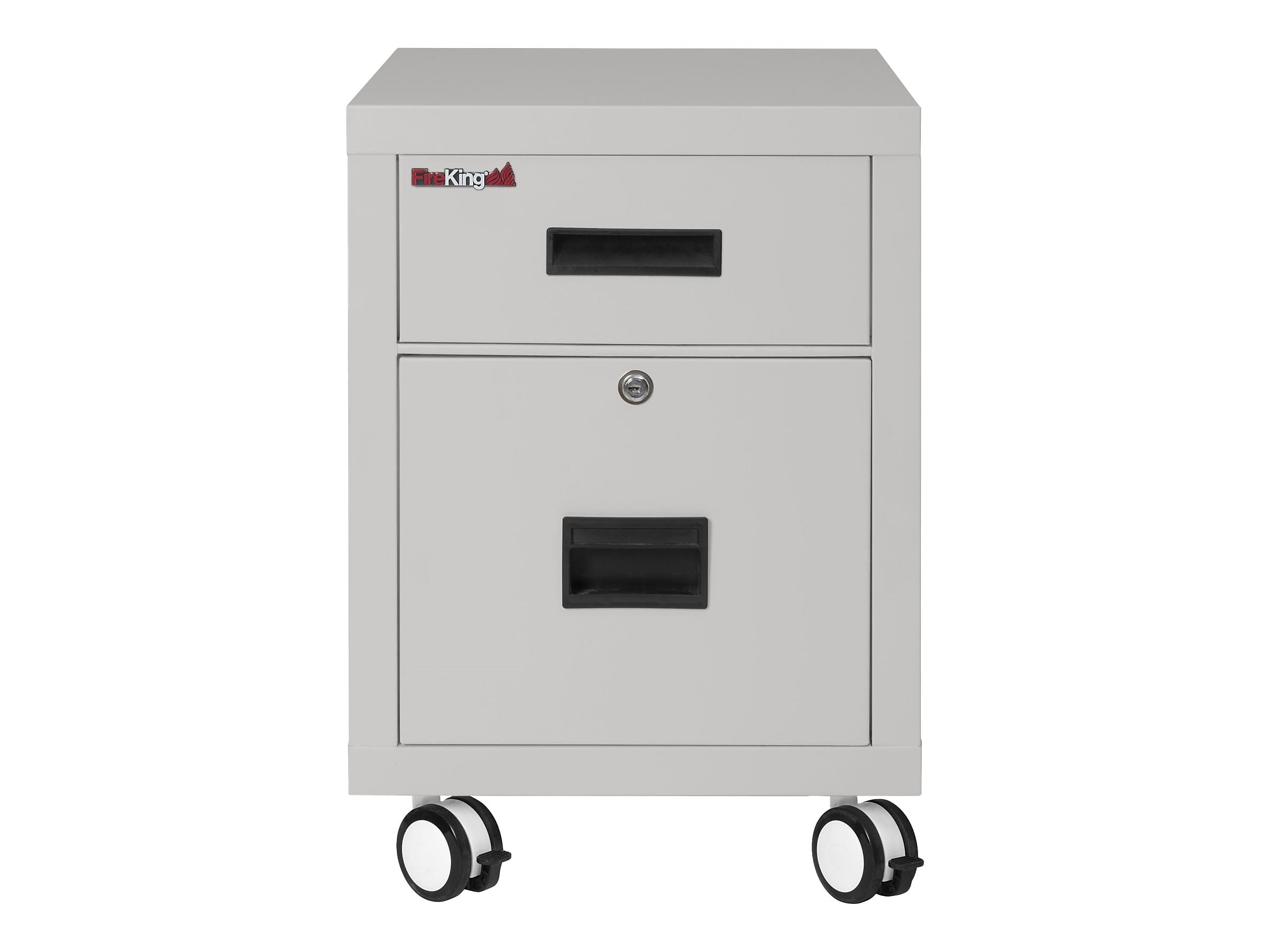 FireKing 2-Drawer Mobile Vertical File Cabinet, Letter/Legal Size, Lockable, Fire Resistant, Platinum (2M1822-1PLI)