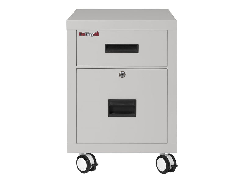 FireKing 2-Drawer Mobile Vertical File Cabinet, Letter/Legal Size, Lockable, Fire Resistant, Platinum (2M1822-1PLI)