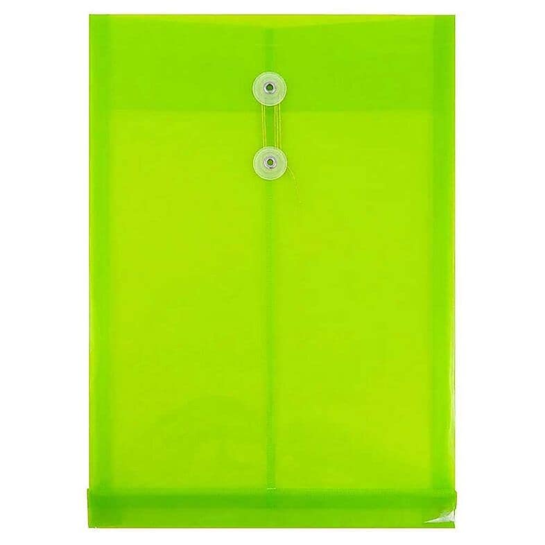 JAM Paper Standard Plastic Document File, Legal, Lime Green, 12/Pack (119B1LI)