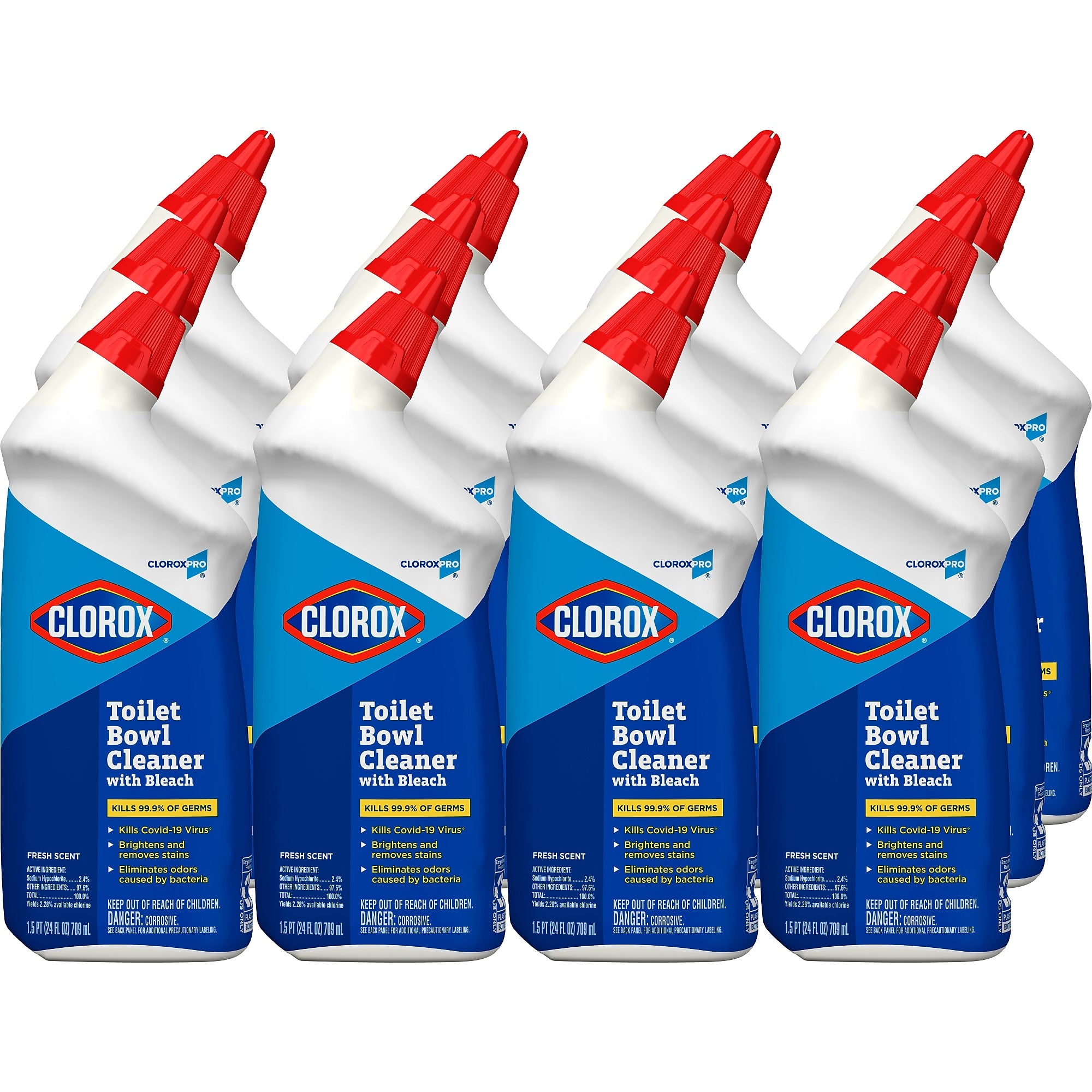 CloroxPro Toilet Bowl Cleaner with Bleach, Fresh Scent, 24 fl. oz., 12/Carton (00031)