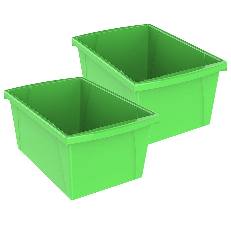Storex Plastic Medium Classroom Storage Bin, 16.75"x 11.87"x 8.28", Green, Pack of 2 (STX61485U06C-2)
