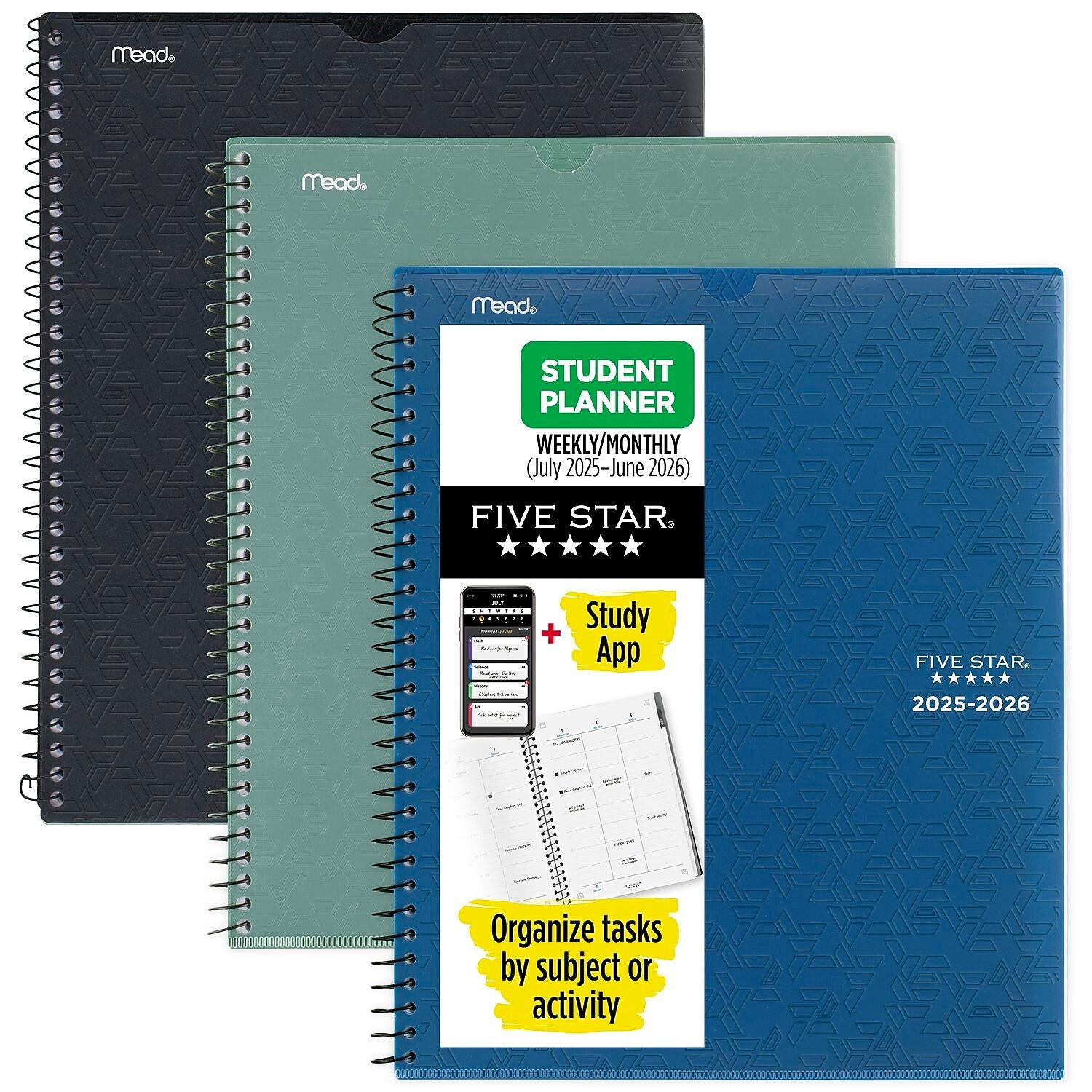 2025-2026 Five Star Five Star Customizable 8.5" x 11" Academic Year Weekly & Monthly Planner, Plastic Cover, Assorted Colors