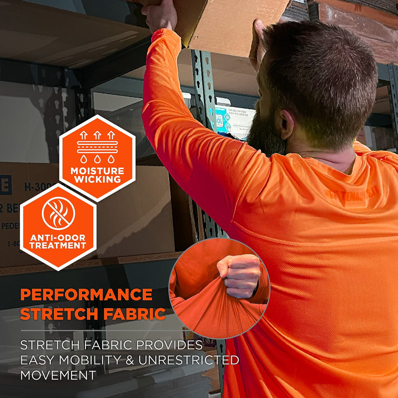 Chill-Its 6689 High Visibility Long Sleeve T-Shirt, Orange, Medium (12178)