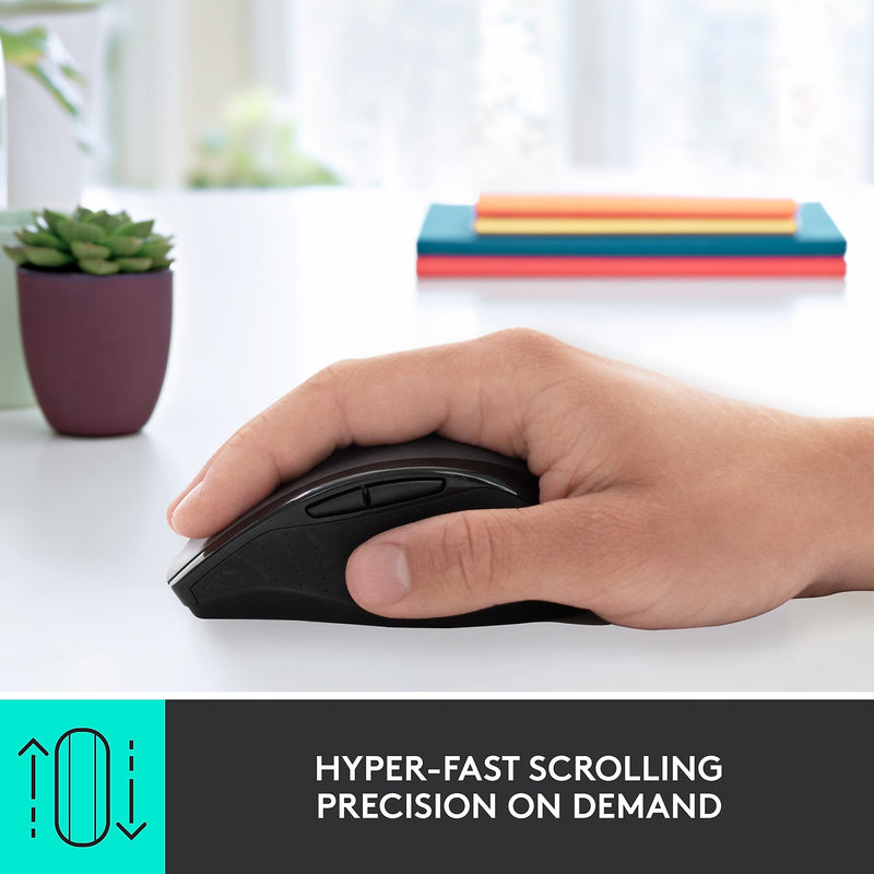 Logitech M705 Marathon Wireless Ergonomic Optical USB Mouse, Charcoal (910-001935)