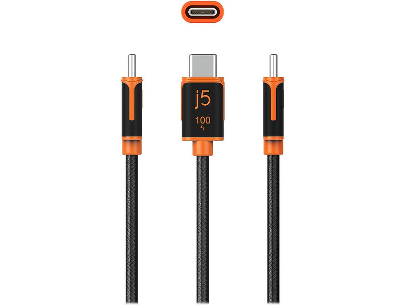 j5create 5.9' USB C to USB C Power Cable, Male to Male, Black (JUCX25L18)