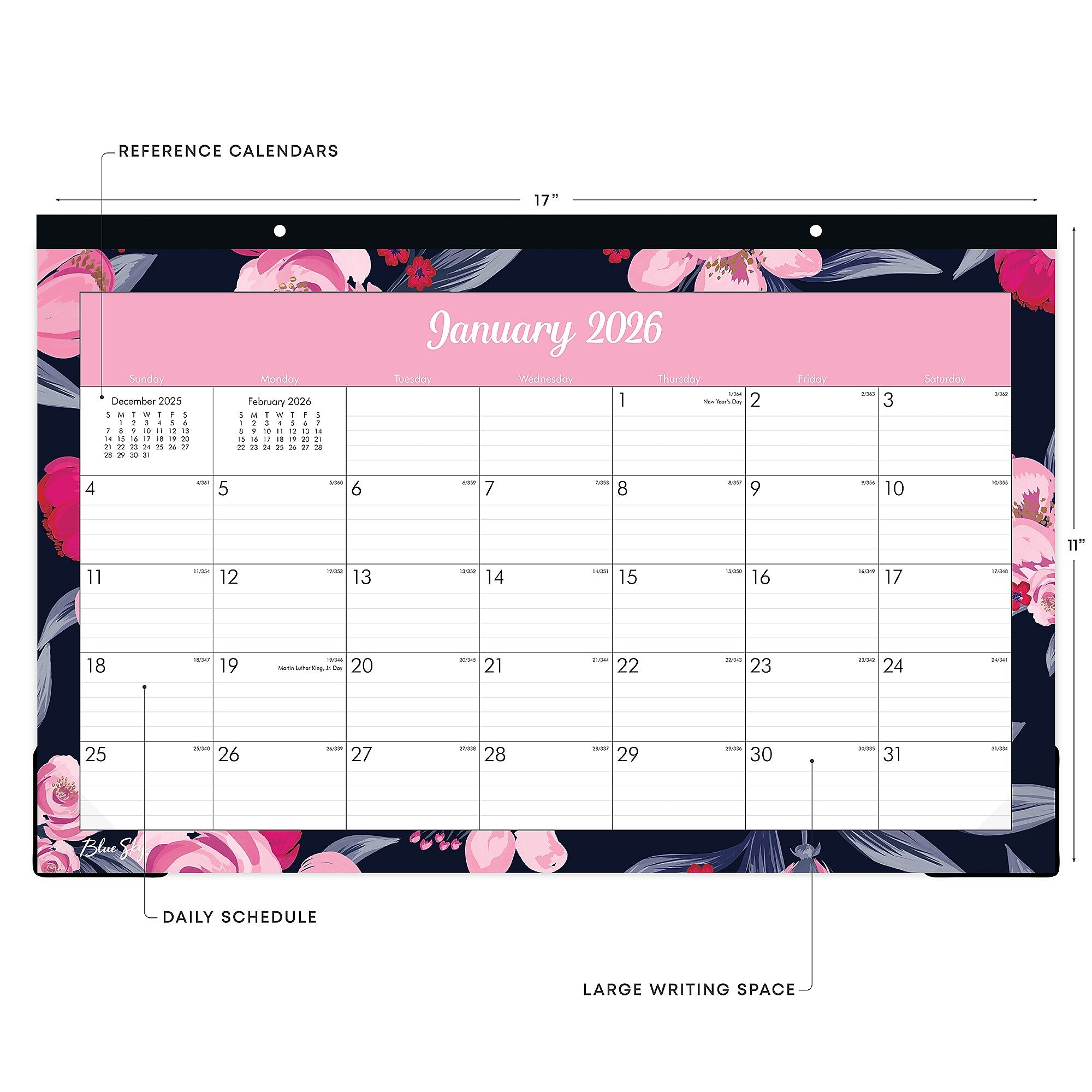 2026 Blue Sky Mimi Pink 17" x 11" Monthly Desk Calendar (148626-26)
