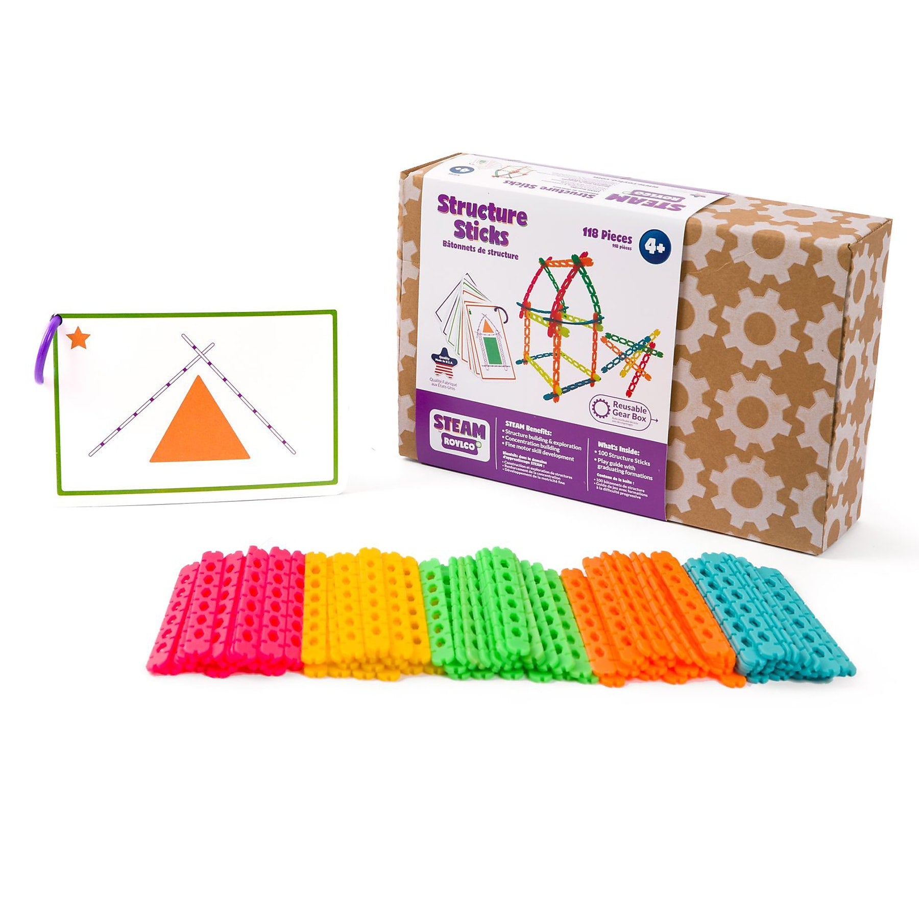 Roylco STEAM Structure Sticks & Play Guide, 118 Pieces/Pack (R-20309)