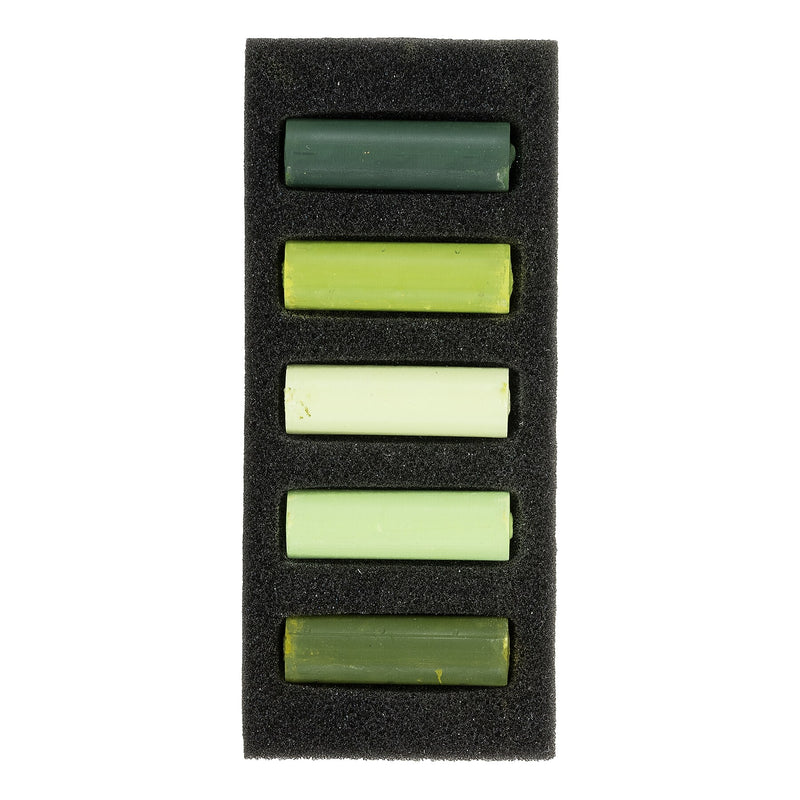 Rembrandt Soft Pastels Micro Sets, Lush Greens, 5/Set, 3 Sets/Bundle (RBX31820510-3)