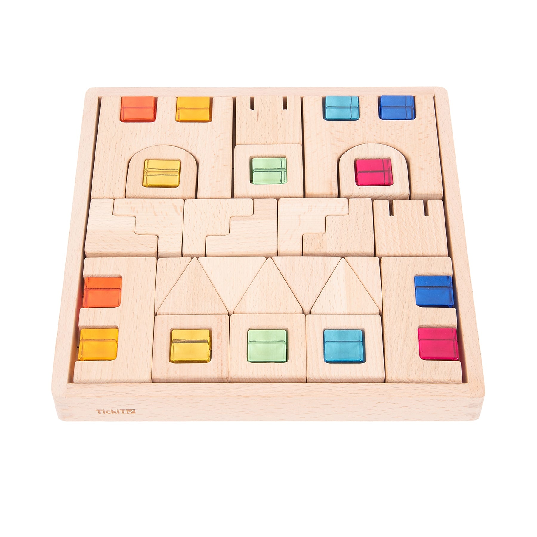 TickiT Wooden Building Gem Blocks, 39 Pieces (CTU73546)