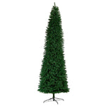 Nearly Natural 11-ft Slim Green Mountain Pine Artificial Christmas Tree with 950 Clear LED Lights (T3329)