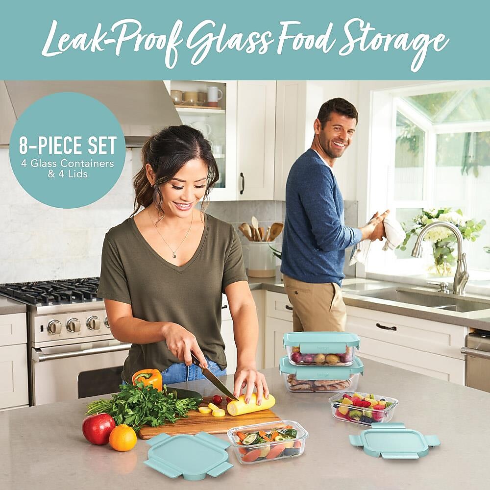 bentgo Leak-Proof Glass Containers, 4/Set (BGPLGLPK1-SA)