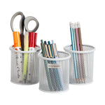 Mind Reader Metal Pen and Accessory Holder Desk Organizer, White, 3-Pieces (CLIPMESH3-WHT)