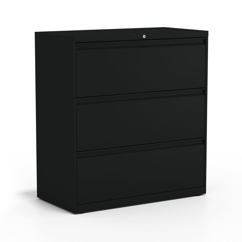 Staples HL8000 3-Drawer Lateral File Cabinet, Letter/Legal Size, Lockable, 40.25"H x 36"W x 18.63"D, Black (60941/17634)