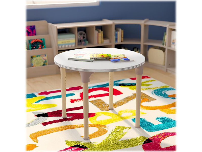 Flash Furniture Bright Beginnings Hercules 33" Round Table, Height Adjustable, White/Beech (MK-ME088022-GG)