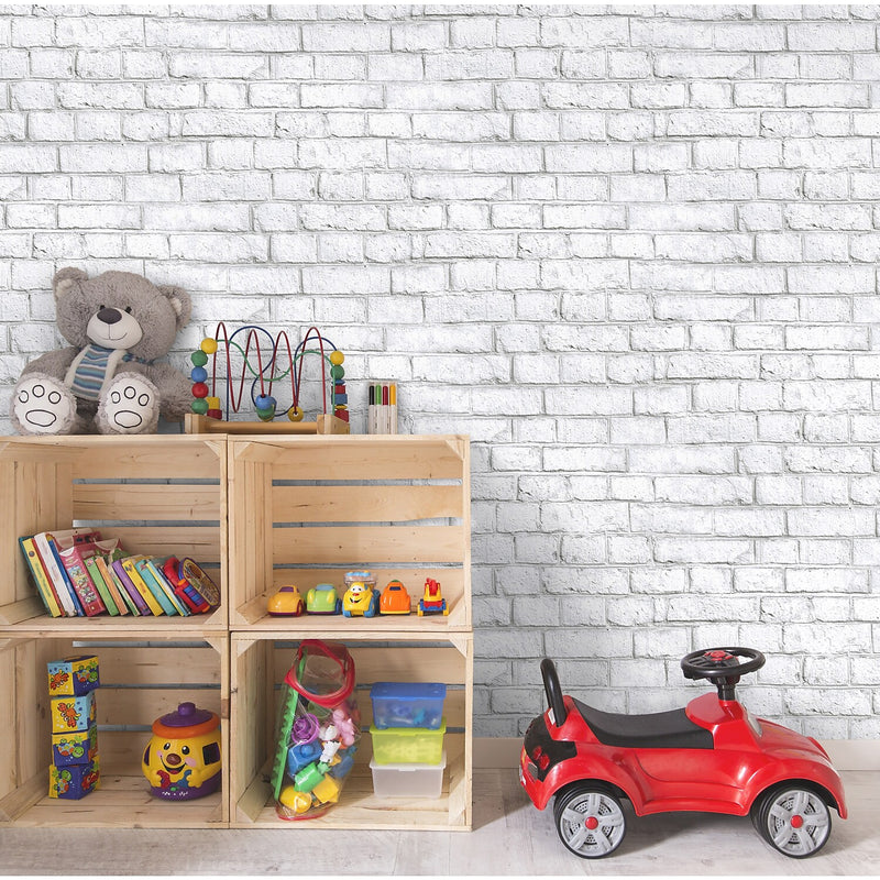 York Wallcoverings White Brick Peel and Stick Wallpaper (RMK11237WP)