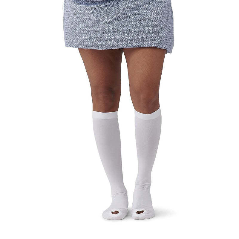 EMS 15mmHg Knee High Anti-Embolism Stockings, White, XL, Regular Length (MDS160684H)