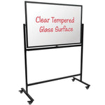 Excello Global Products Glass Mobile Dry-Erase Whiteboard, Aluminum Frame, 48" x 32" (EGP-HD-0552)