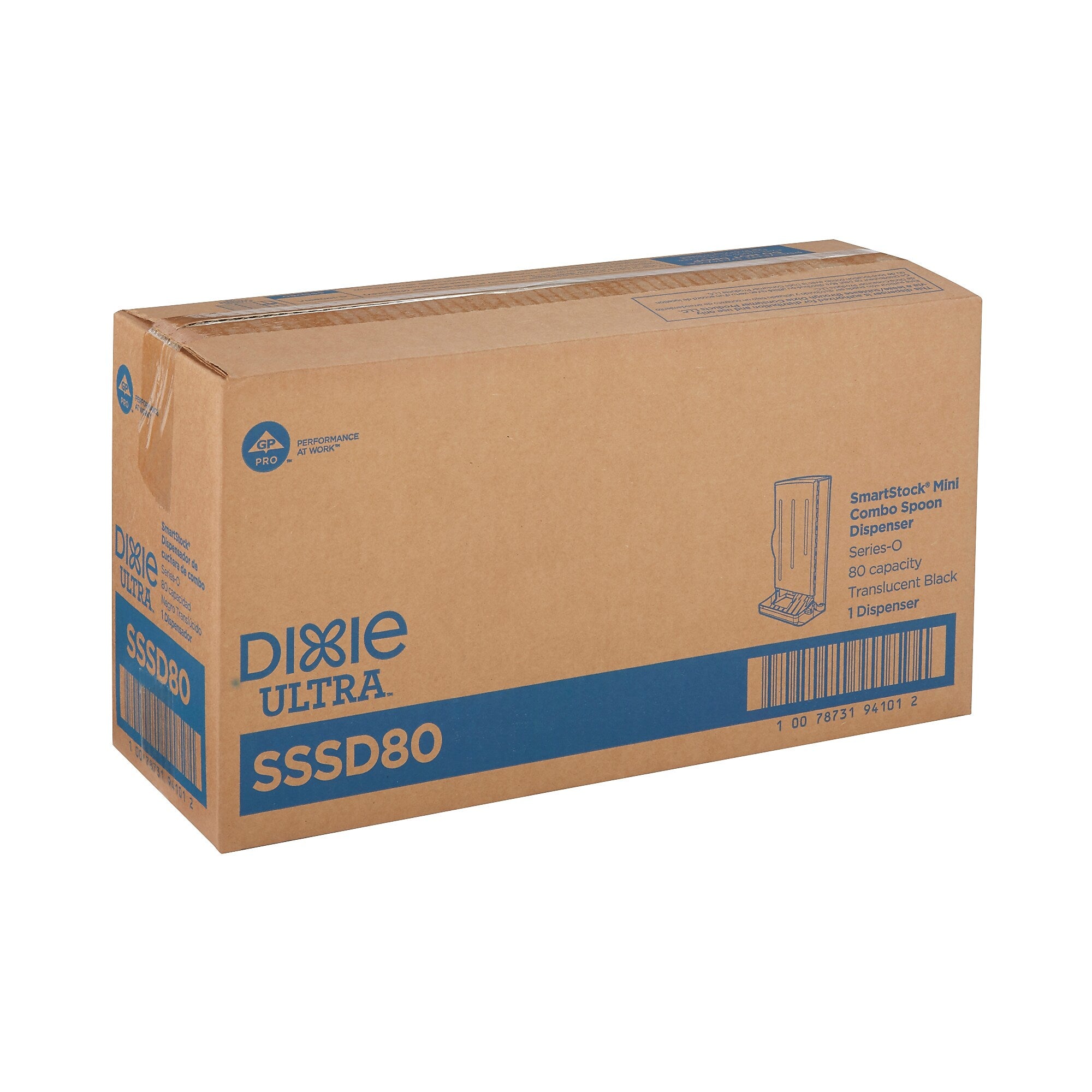 Dixie Ultra® SmartStock® Mini Polystyrene Medium Weight Spoon Dispenser by GP PRO, 80 Spoon Capacity, Black (SSSD80)