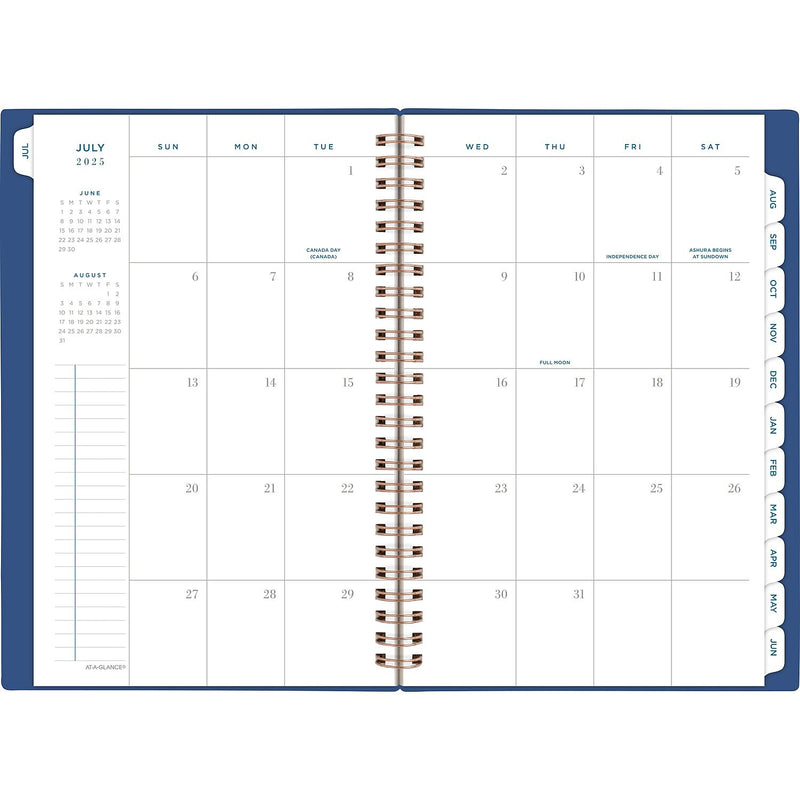 2025-2026 AT-A-GLANCE Signature Lite 5" x 8" Academic Year Weekly & Monthly Planner, Plastic Cover, Navy (YP20LA2026)