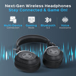 TREBLAB U5 Hybrid Active Noise Cancelling Over-Ear Headphones, Black
