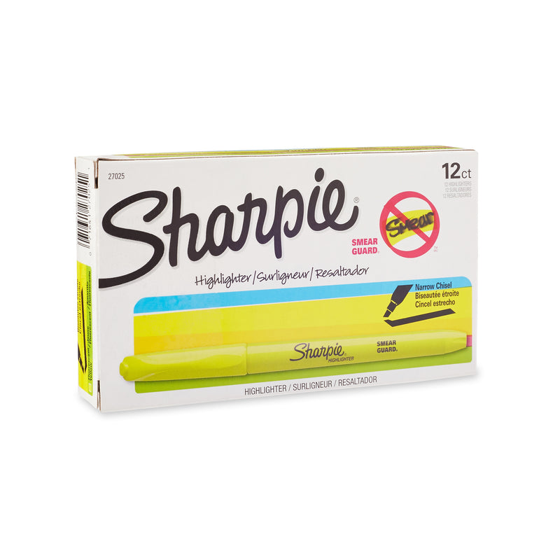 Sharpie Stick Highlighters, Chisel Tip, Yellow, Dozen (27025)