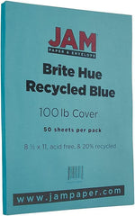 JAM Paper 65 lb. Cardstock Paper, 8.5" x 11", Blue, 50 Sheets/Pack (101899)