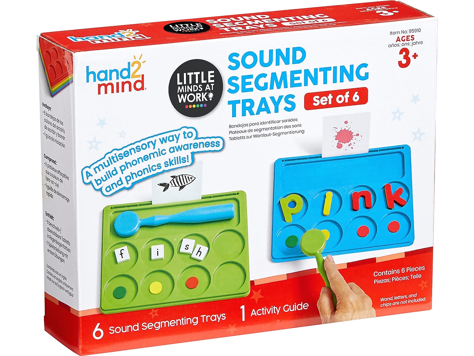 hand2mind Little Minds at Work Sound Segmenting Trays, Assorted Colors, 6/Set (95910)