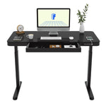 FlexiSpot EG9 48"W Electric Adjustable Glass Top Standing Desk, Black (EG9B-E)