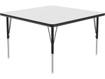 Correll Square Activity Table, 48" x 48", Height-Adjustable, Frosty White/Black (A4848DE-SQ-80)