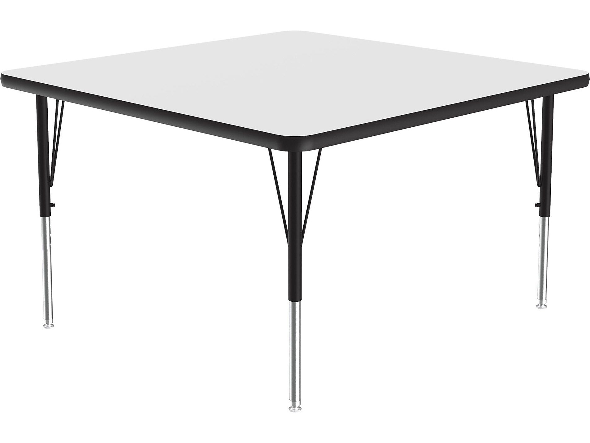 Correll Square Activity Table, 48" x 48", Height-Adjustable, Frosty White/Black (A4848DE-SQ-80)
