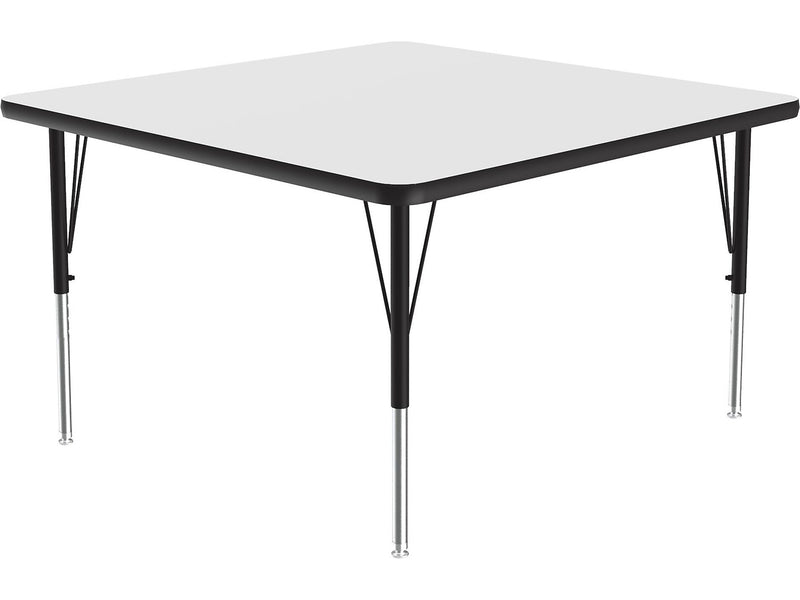 Correll Square Activity Table, 48" x 48", Height-Adjustable, Frosty White/Black (A4848DE-SQ-80)