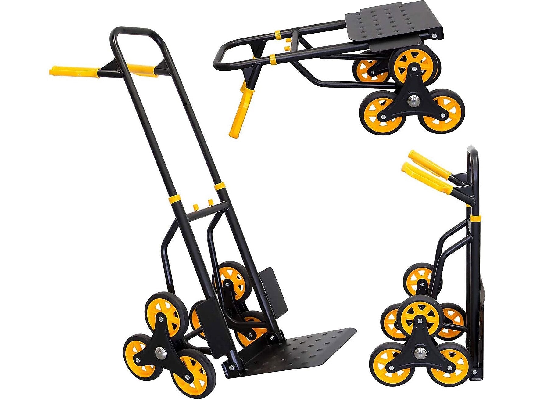 Mount-It! Stair Climber Hand Truck and Dolly, 264 lb. Capacity, Black/Yellow (MI-913)