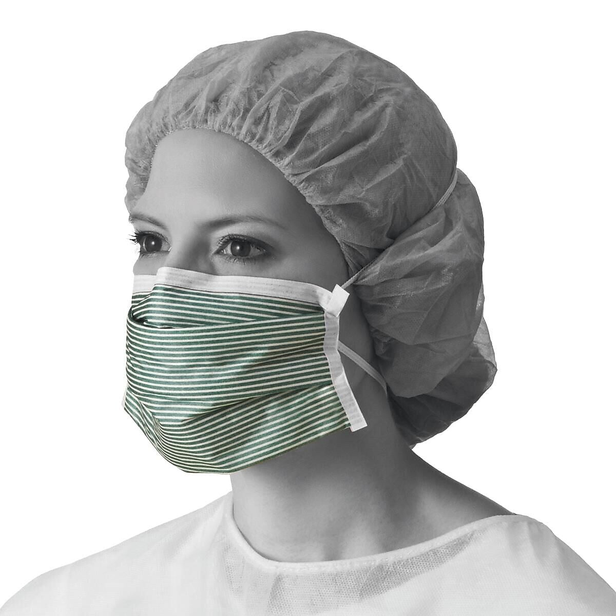 Medline Disposable N95 Flat Fold Adjustable Particulate Respirator Masks, White/Green, 210/Pack