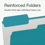 Pendaflex Heavy Duty File Folder, 1/3-Cut Tab, Assorted, Letter Size, Teal, 100/Box (1006995)
